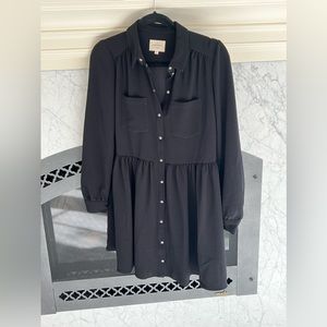 Sezane Black Long Sleeve Dress